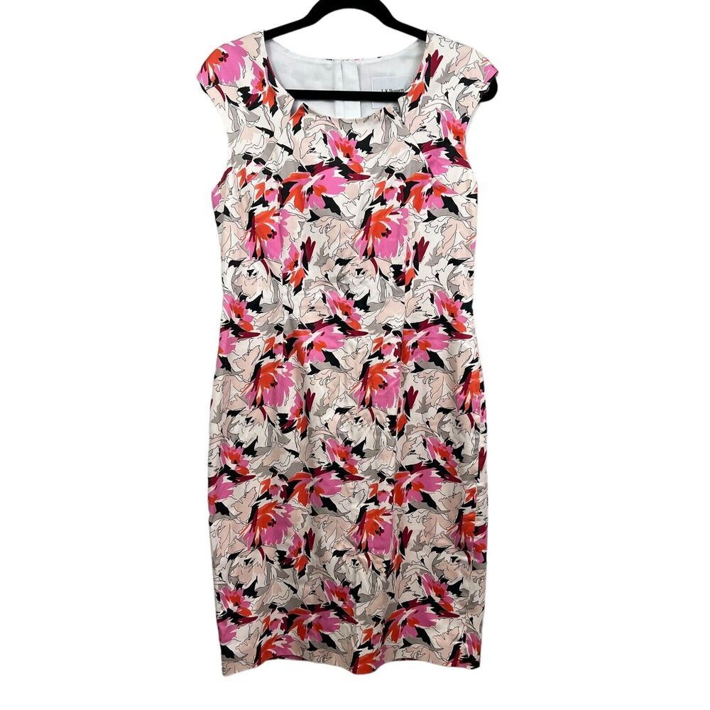 L.K. BENNETT London Womens Sheath Dress Floral Lined Sleeveless Zip Up Size 10*